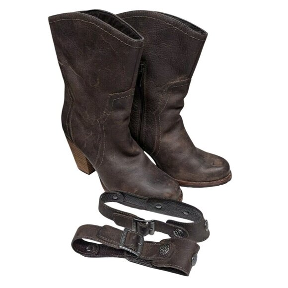 Eastland Womens 6.5 Booties Bellamy 1955 Bootie Leather Zip Cowgirl Western - Picture 5 of 12